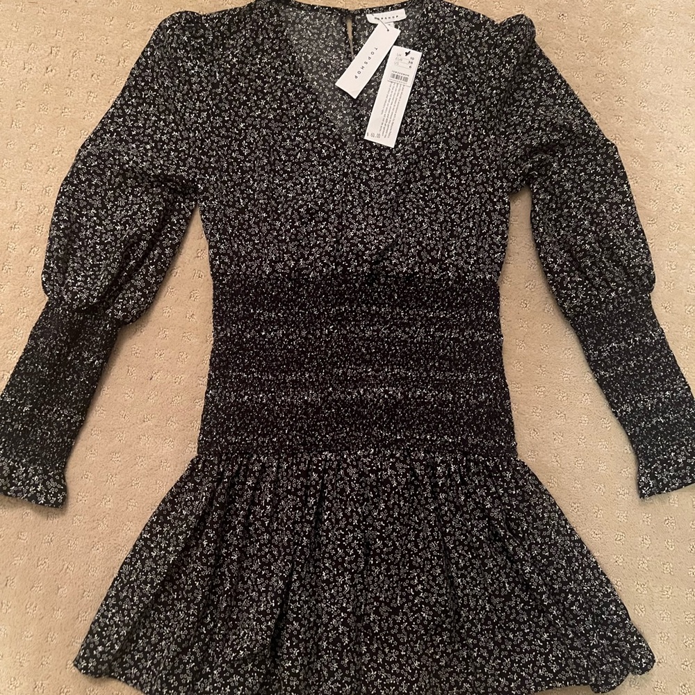 Topshop Black and White Floral Dress